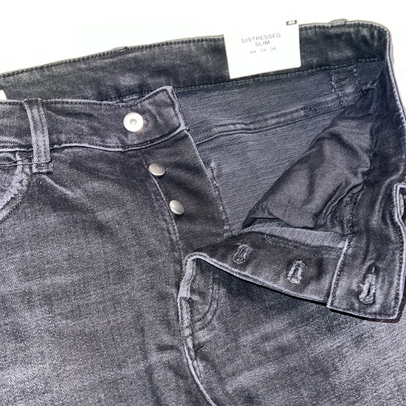 Zara men’s distressed jeans black size us 34 / slim fit - Picture 8 of 13